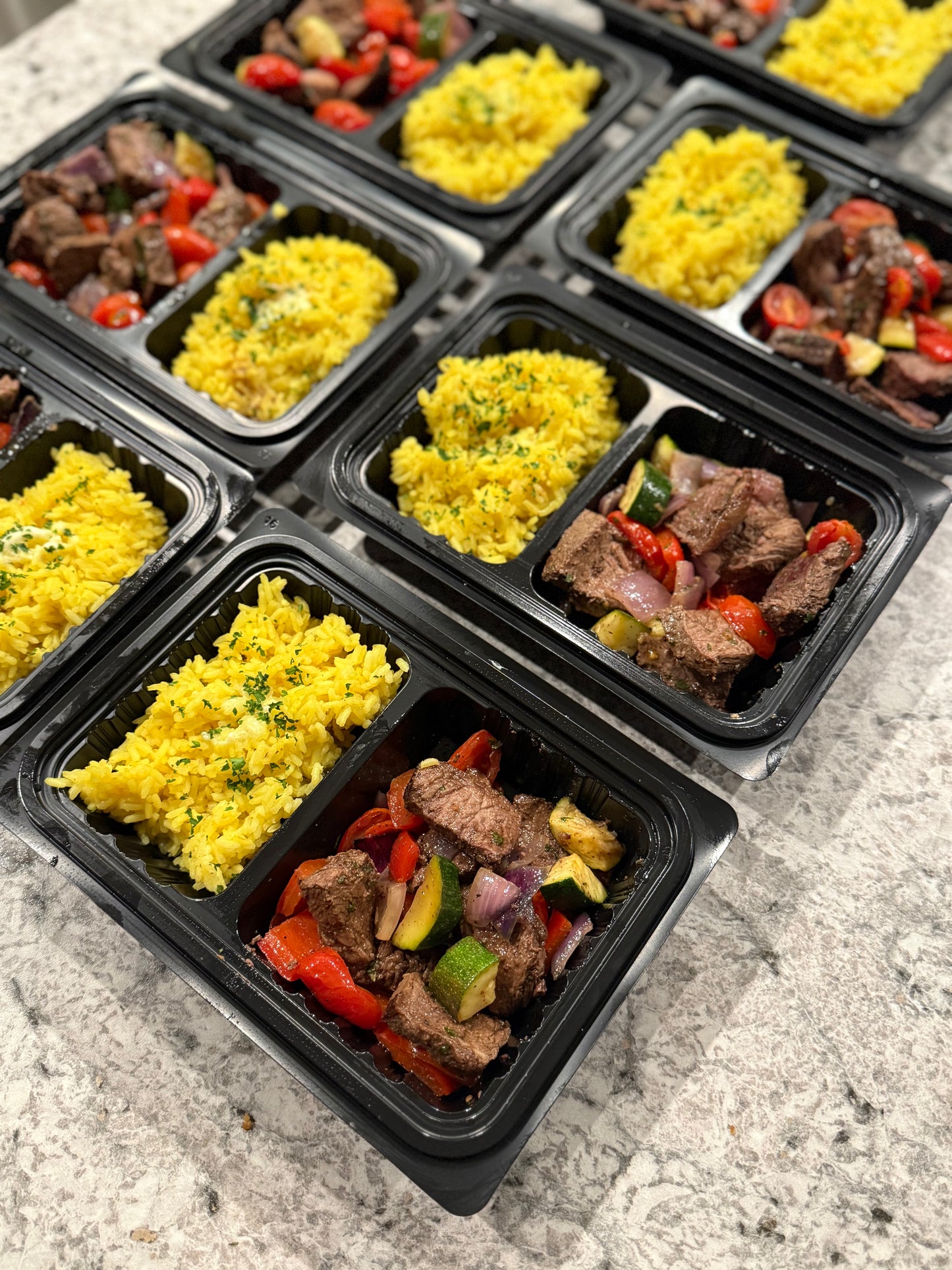Mediterranean Steak Kabobs w/ Yellow Rice